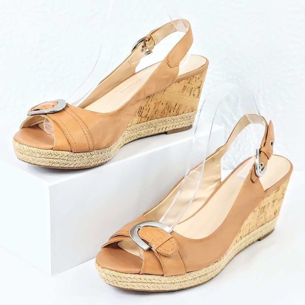 Franco Sarto Kendra Leather Peep Toe Wedge
